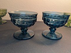 Vintage MCM Whitehall Riviera Blue Champagne/Tall Sherbet Pressed Glass (2)