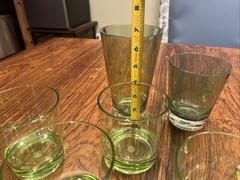 Lot Of 7 Green Tint Vintage Acrylic Tumbler/Rock Glasses