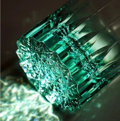 Set Of 2PCS Crystal Glasses Rock Whiskey Set Glass Cut Stars Green&Pink 8oz