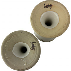 Studio Art Pottery Pedestal Goblets Chalice Wine Glasses Set of 2 Signed Vintage
