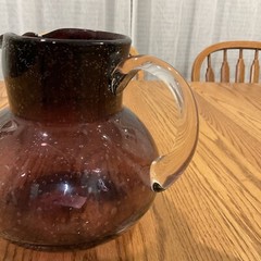 Artland Iris Plum Purple Bubble Glass Water Pitcher Hand Blown RARE