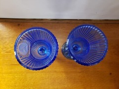 2 Vintage Avon Fostoria George Washington Cobalt Blue Water Wine Glass Goblets