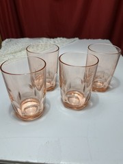Set of 4 Vintage 4” Pink Depression Glass Glasses Arcoroc France (RR38)