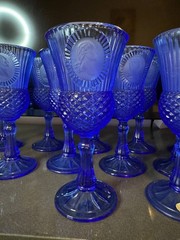 Vintage Cobalt Blue Avon Cameo Goblets Wine Glasses Set of 18