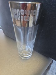 Vintage MCM Atomic Temporama Canonsburg Silver Band Cocktail Glasses Sets of 6