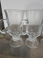 Irish Coffee Mugs Cups Ribbed Pedestal Made in Portugal Set Of 4