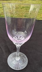 Sasaki Hawthorne Pink Water Goblet Twisted Stem Vintage 1990s Crystal Glass 9oz
