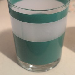Morgan Set of 2 Yellow/White Striped Clear Glass Tumbler Glasses