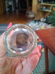 Victorian Art Glass Tumbler Clear Hand Painted Enamel Decor Gilded Rim (2890)