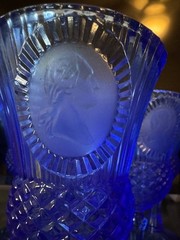 Vintage Cobalt Blue Avon Cameo Goblets Wine Glasses Set of 18