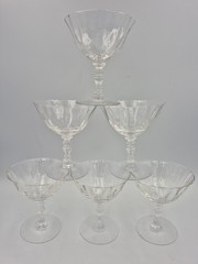 Fosteria Crystal Greenbrier Stem Optic Clear US 3/8″h Low Sherbets Set Of 7