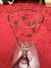 4 Vtg Libbey Granada Atomic Starburst Gold Platinum Footed Pilsner Glasses MCM