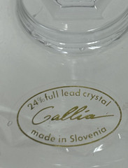 2 Rogaska Gallia Crystal Floral Etched Wine Hock Glass Goblets Original Sticker