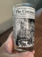 Vintage 70s Cincinnati Post Newspaper Headlines 8- Libby Glass 5″ MCM Caddy