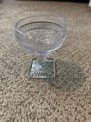 Imperial Glass Ohio Cape Cod clear sherbet glass with a square pedestal base