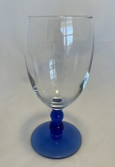 Libbey Metropolis Cobalt Blue Stem Water Glasses Goblets W/Clear Bell Set of 3