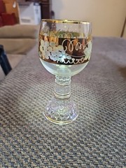 Rothenburg Vintage 7 Oz WINE O.J GLASS Gold 5 Trims All Over.5.25″ X 2.25″