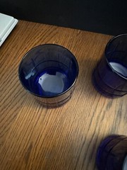 Anchor Hocking Cobalt Blue Tartan Tumblers Rocks Glasses 10oz Set of 4