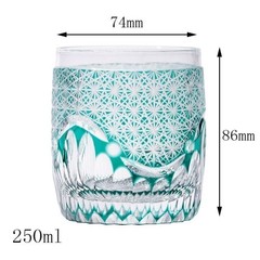 Hand cut Crystal To clear Green Whiskey Glasses 240ml/9oz-Luxury mens gift