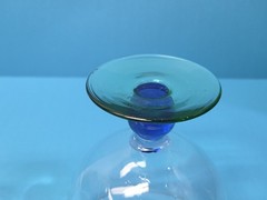 Vintage Memphis Style Wine Goblets Cobalt Blue Ball Stem Azure Blue Foot 80s