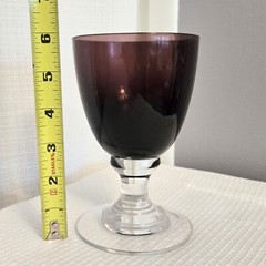 Art Deco Style Water Wine Goblet Glass Tiered Pedestal Base Plum Single Replacem