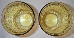 2 Anchor Hocking Glass HERITAGE HILL Honey Gold Tumbler 11 oz Circles Textured