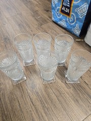 vintage Westmorland English Diamond Point Clear Square Bases Glasses
