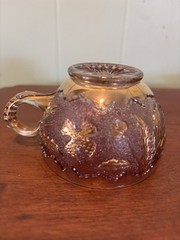 Antique Double Dahlia with Lens Rose Flash Punch Cup By U.S. Glass