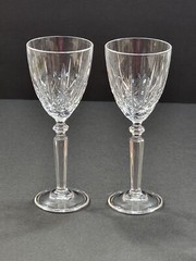 2 Orchestra by Oneida Cordial Glass 24% Lead Crystal Cut Multisided Stem 6″
