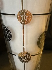 Set of 4 Clear Libbey Coin Pilsner Beer Glasses, Gold & Black MCM
