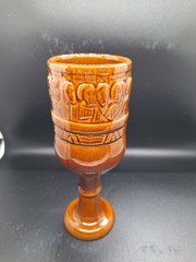 Vintage Frankoma Pottery Brown Lord’s Supper Chalice Celebrate Goblet 7.5″ book
