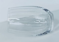 Mikasa Slovakia CHEERS Etched White Vertical Lines 17 OZ Stemless Wine Glass NEW