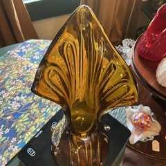 Vintage Retro 17″ Amber Glass Pitcher Mid Century Modern Art Glass