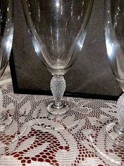 Crystal Wine Water Glasses Goblets cut Glass faceted Elegant Bar 3 Set Stemmed