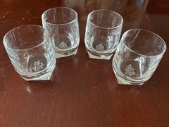 FINAL Set/4 Rare Embossed Smith & Wesson Hvy Crystal Whiskey Rocks Glasses. VGUC