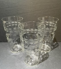 Set of 3 Etched Floral Tumblers | Vintage Highball Cocktail Glasses Elegant