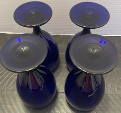 Vintage New Libbey Fun-Damentals Cobalt Dynasty Iced Tea Glasses Goblets Set 4