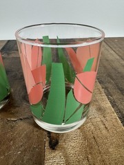 Vintage La Rue Pink Tulip MCM Glasses Barware Tumblers – Set of 4