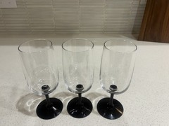 Vintage 1960’s Fostoria Glamour Onyx Black Stem Iced Tea/Water Glass Rare