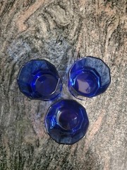 Set of 3 Anchor Hocking Essex Cobalt Blue 3.5 inches Tall Tumblers 8 oz EUC