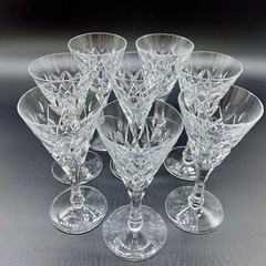 VINTAGE CUT GLASS OR CRYSTAL VODKA GOBLET CONUS SHAPE SET 8 STEMWARE DRINKWARE