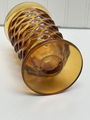 1950s Whitehall Fostoria Amber Cubist Footed Water Goblet Vintage Glass
