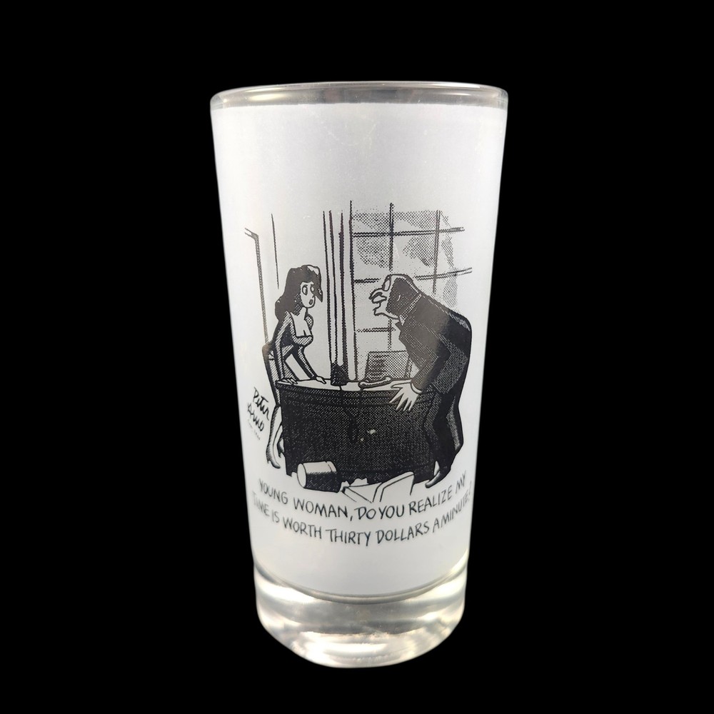 Vintage Peter Arno Highball Tumbler Glass Mid Century MCM Newspaper Cartoonist