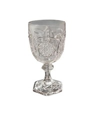 6″ Vintage Antique Wine Glass Etched Glass Beverage Wine Cup Glass
