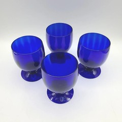 Vintage Morgantown Ribbed Optic Colbalt Footed Glass Tumbler Cordial Liquor – 4
