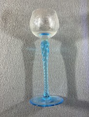 Vintage Crystal Etched Grape Vine Bowl Twisted Turquoise Stem 6 » Cordial Glass
