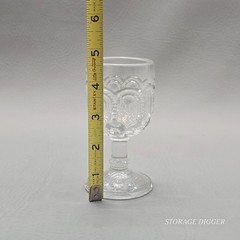 Vintage 3 Clear Manganese Glass Moon and Star Palace Wine Water Glass 5.5″