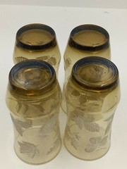 Vintage Libbey 12 Oz. Glass Tumblers Raised Leaves Pattern Set Of 4