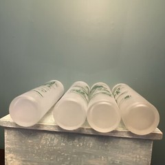 Vintage Set Of 4 Frosted Glass Vacation Themed palm trees sailboats Tumblers 430