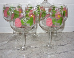 Franciscan Desert Rose 12oz Wine Glasses Goblets 6 1/2″ Tall-Marked Set of 6 VGC